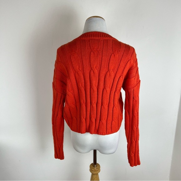 NWT Madewell Cable Knit V-Neck Crop Sweater Red Size M - Picture 3 of 6